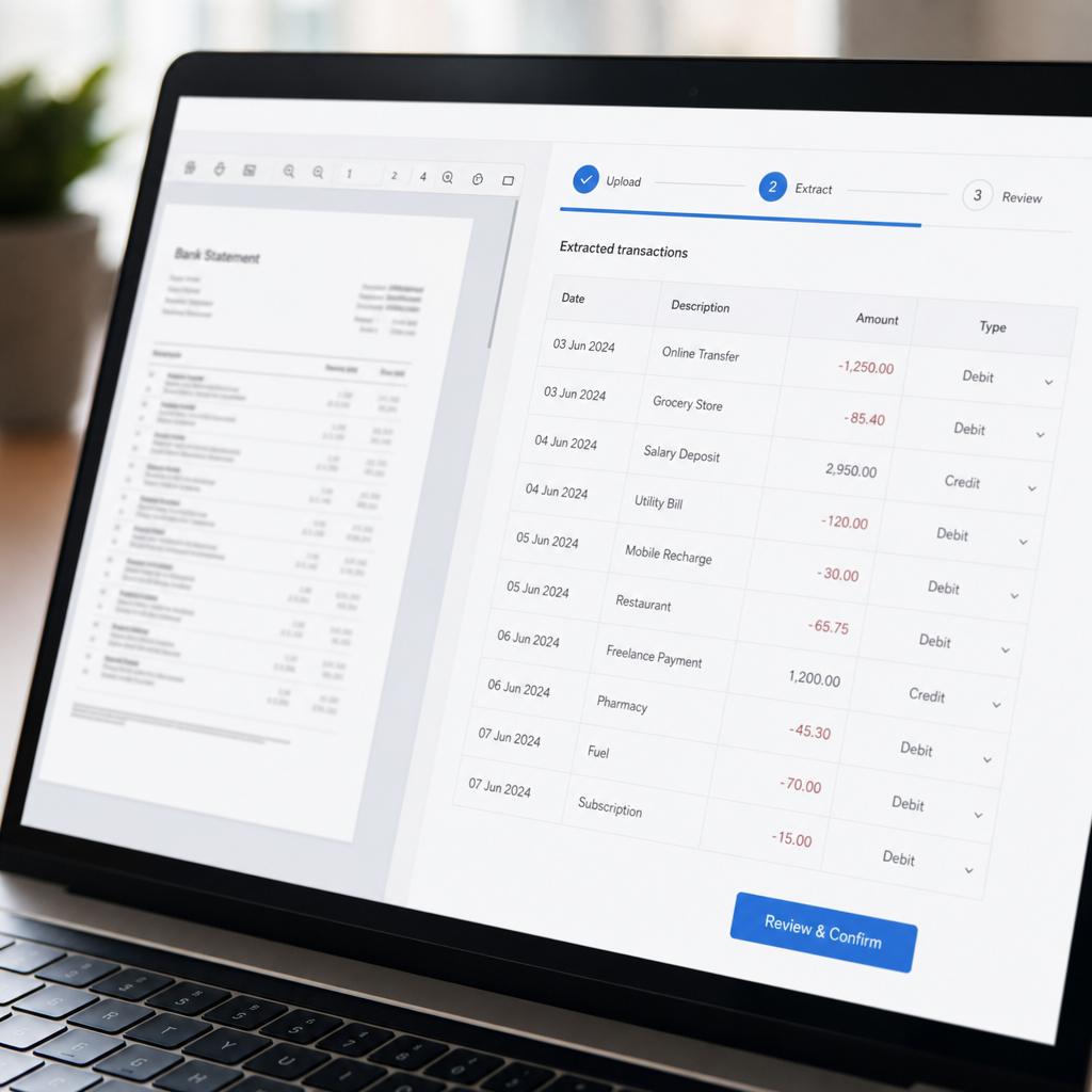 how to extract transactions from bank statement