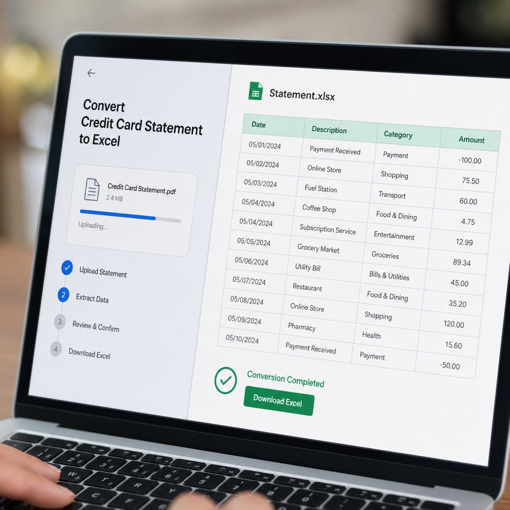 convert credit card statement to excel