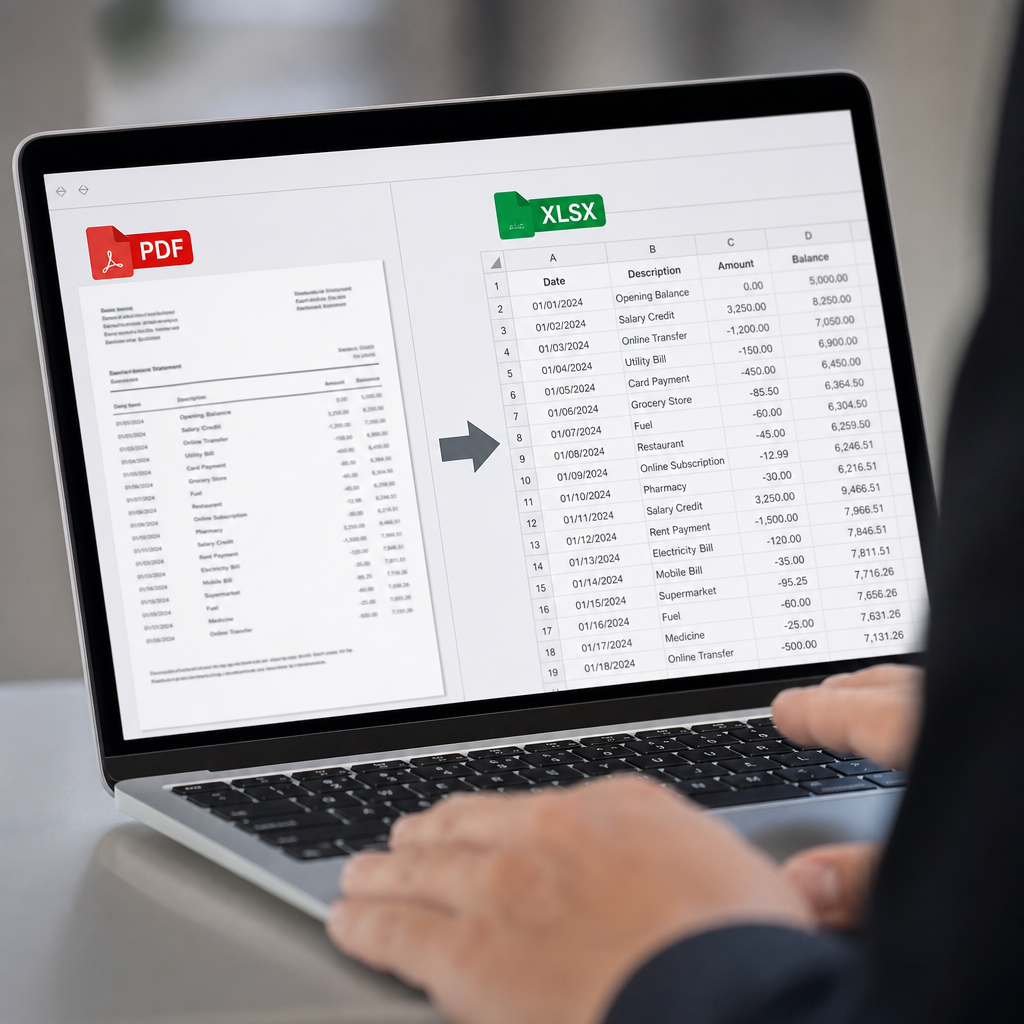 convert pdf statement to excel