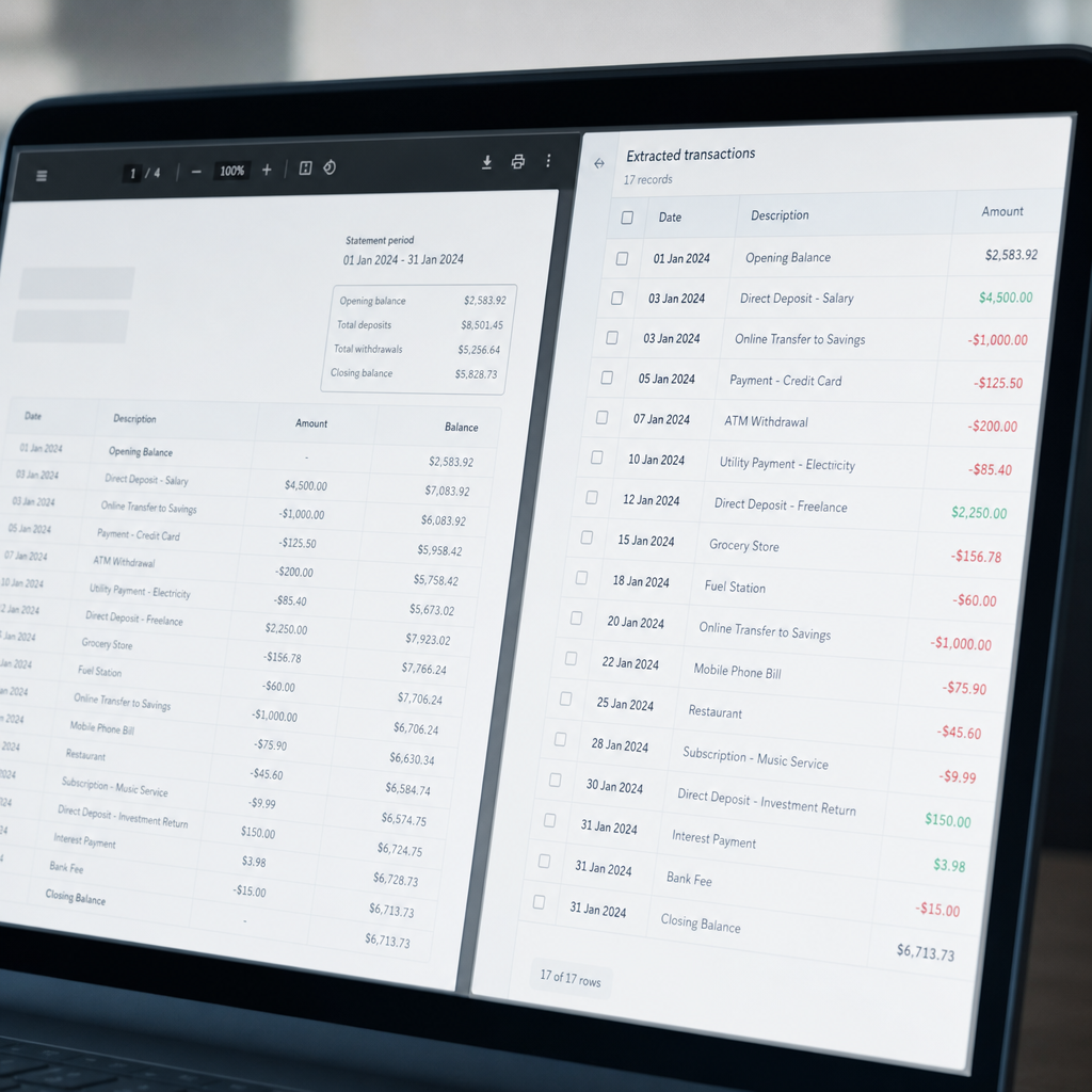 tool to extract transactions from pdf statement