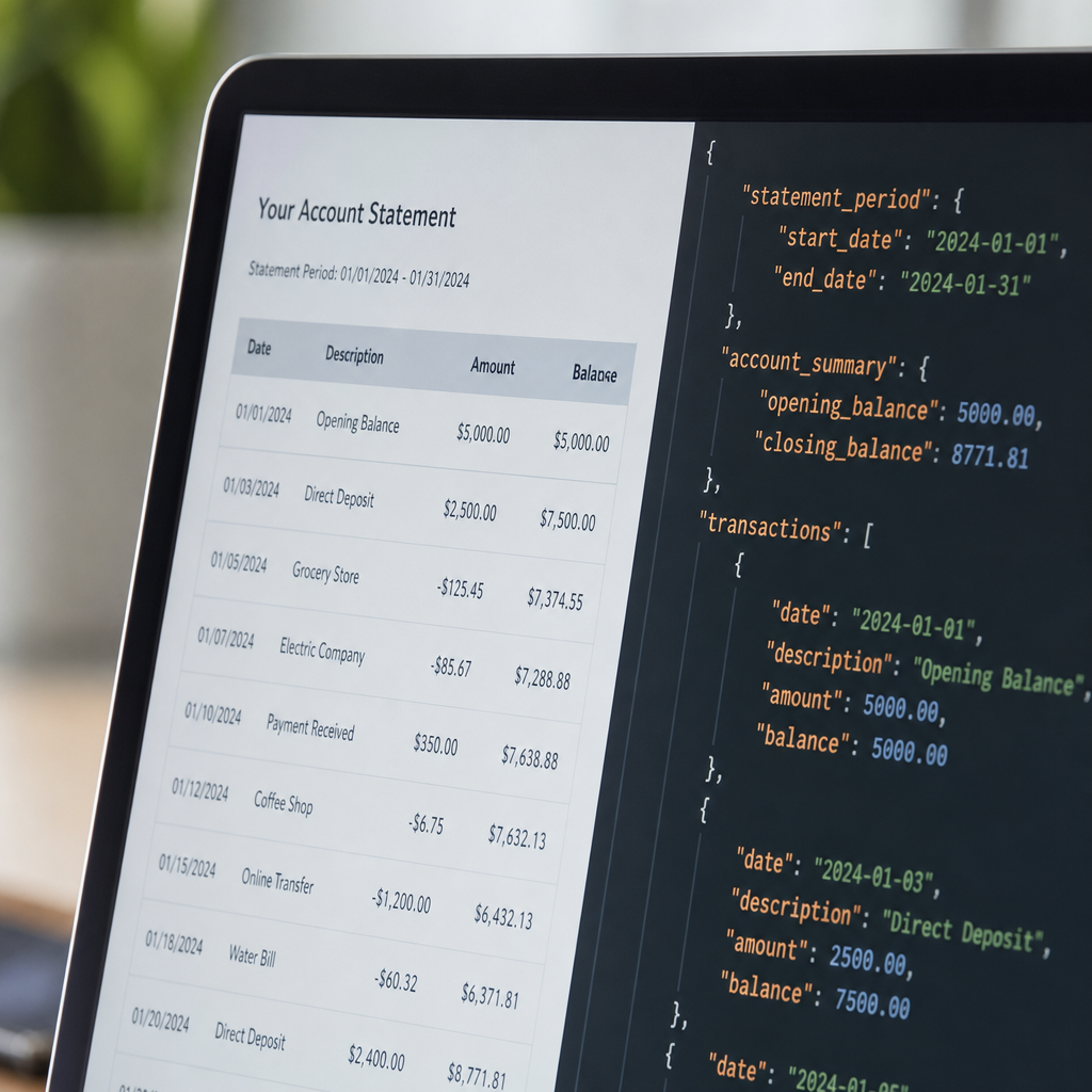 convert bank statement to json